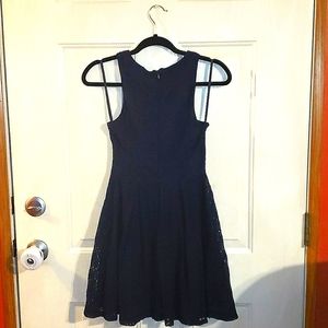 MONTEAU Navy blue lace design fit and flare dress
